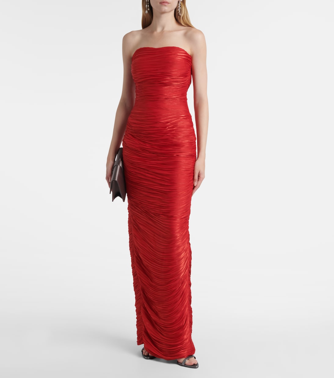Caped pleated bustier gown | Marmar Halim