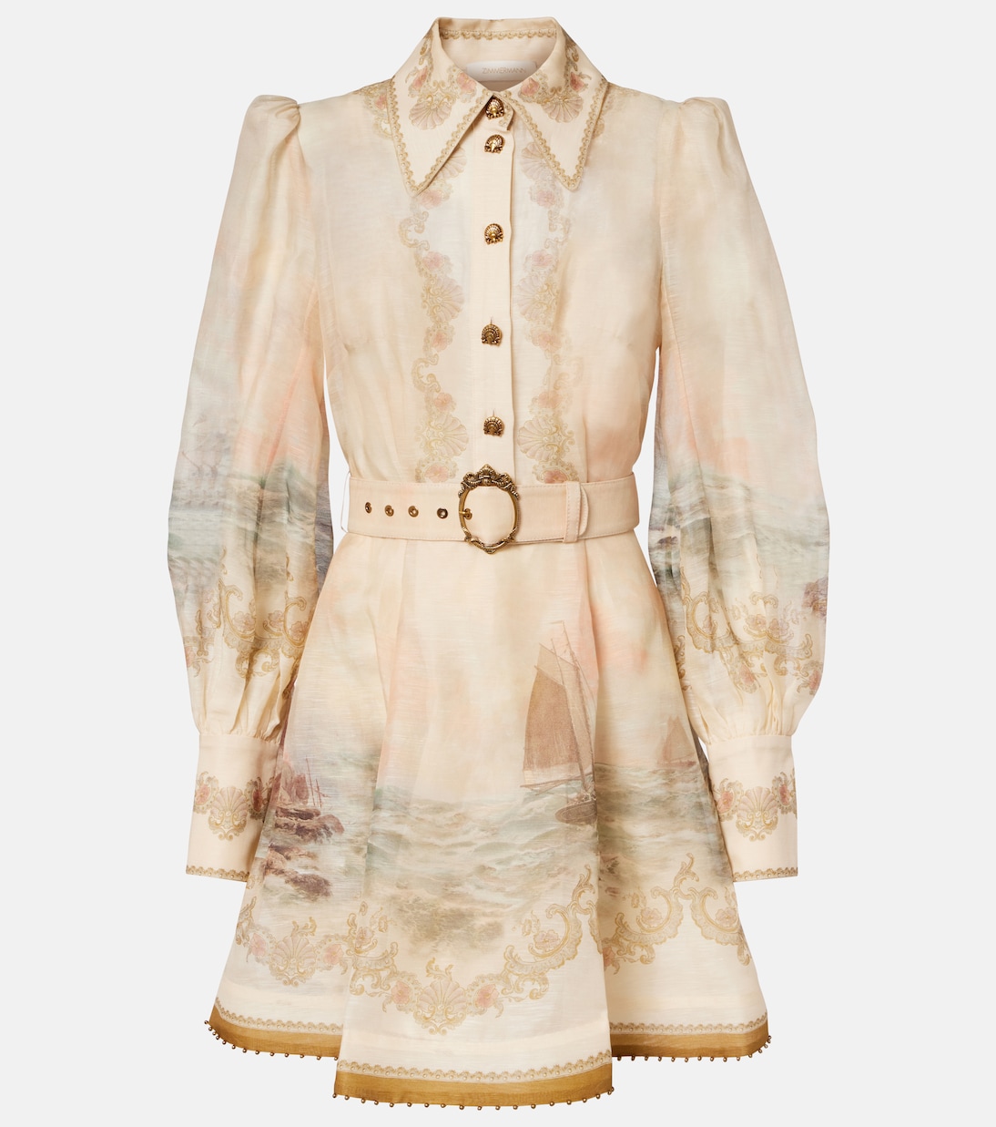 Rebellion Marine printed linen and silk minidress | Zimmermann