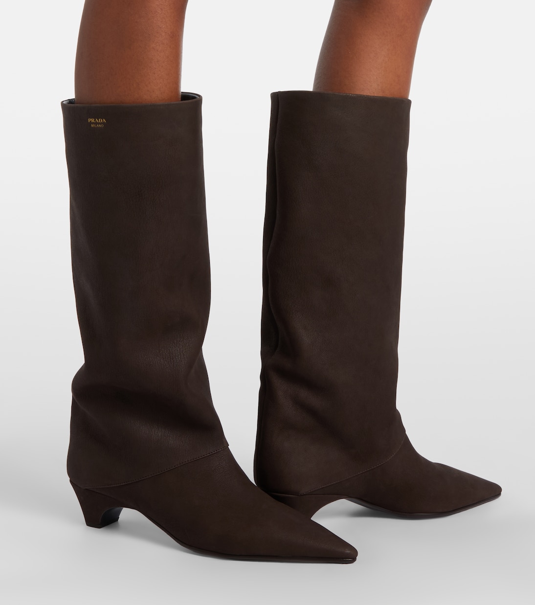 Leather knee-high boots | Prada