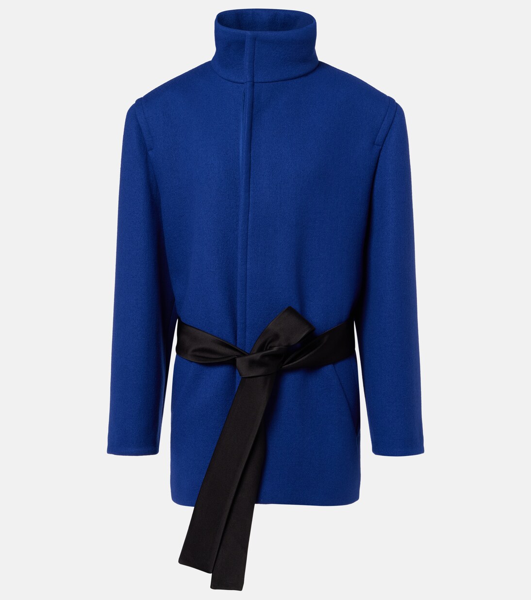 Belted silk-trimmed wool jacket | Saint Laurent