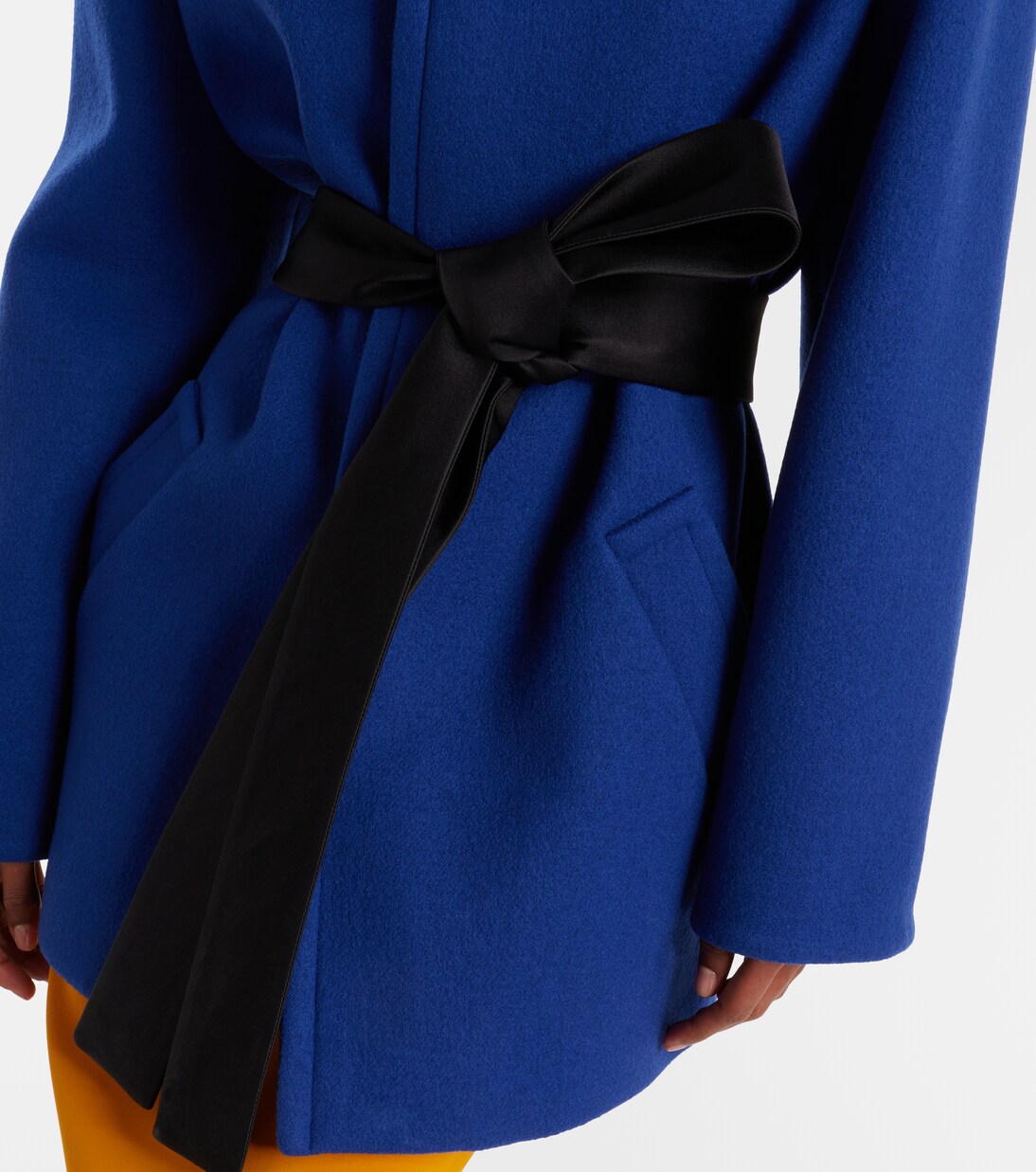 Belted silk-trimmed wool jacket | Saint Laurent
