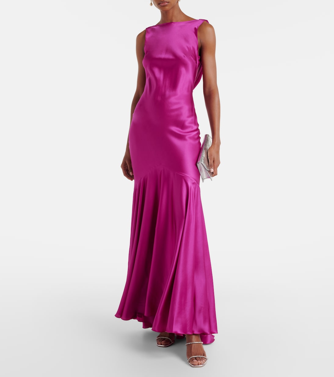 Open-back silk-blend satin maxi dress | Nina Ricci