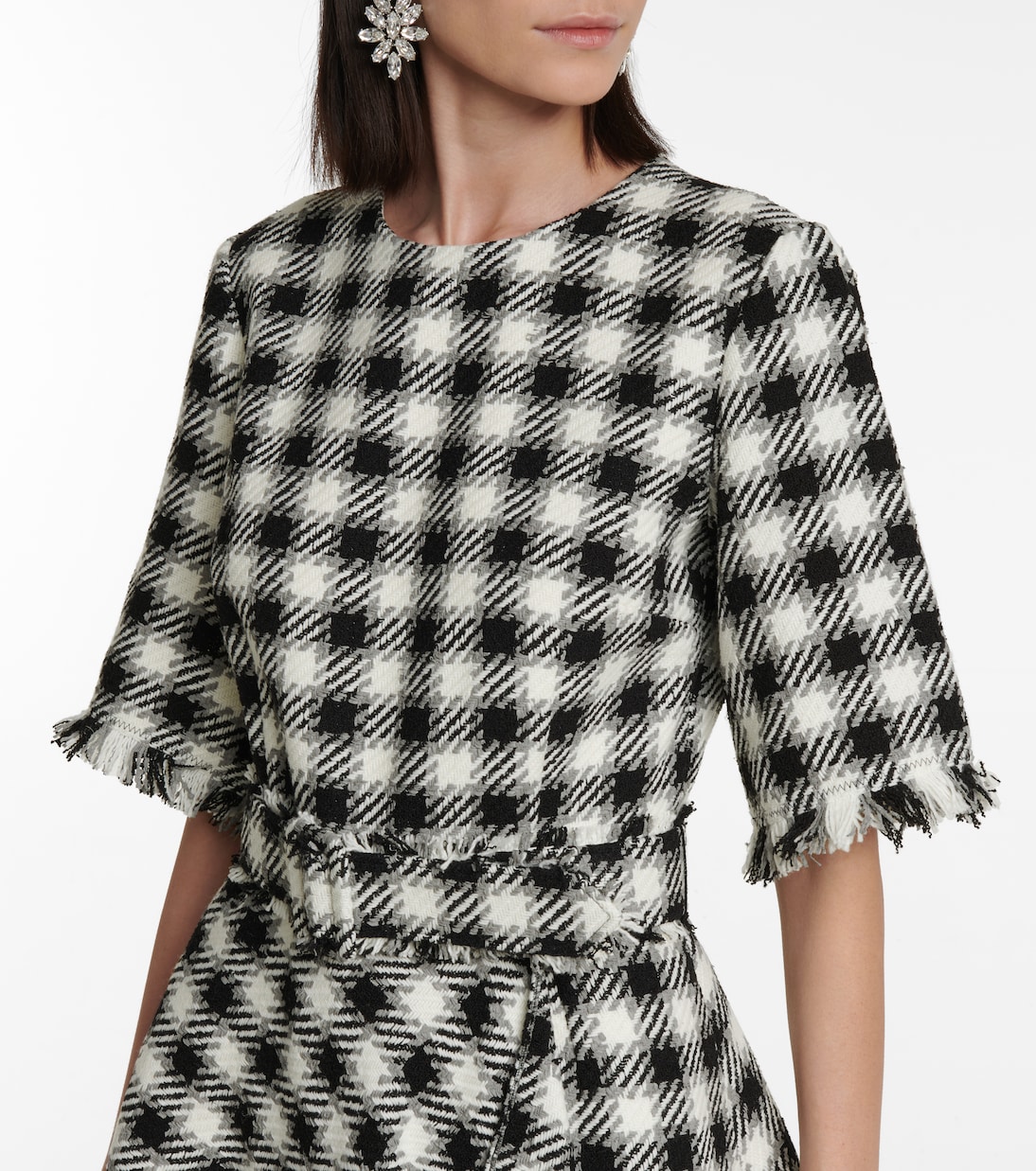 Checked asymmetric minidress | Oscar de la Renta