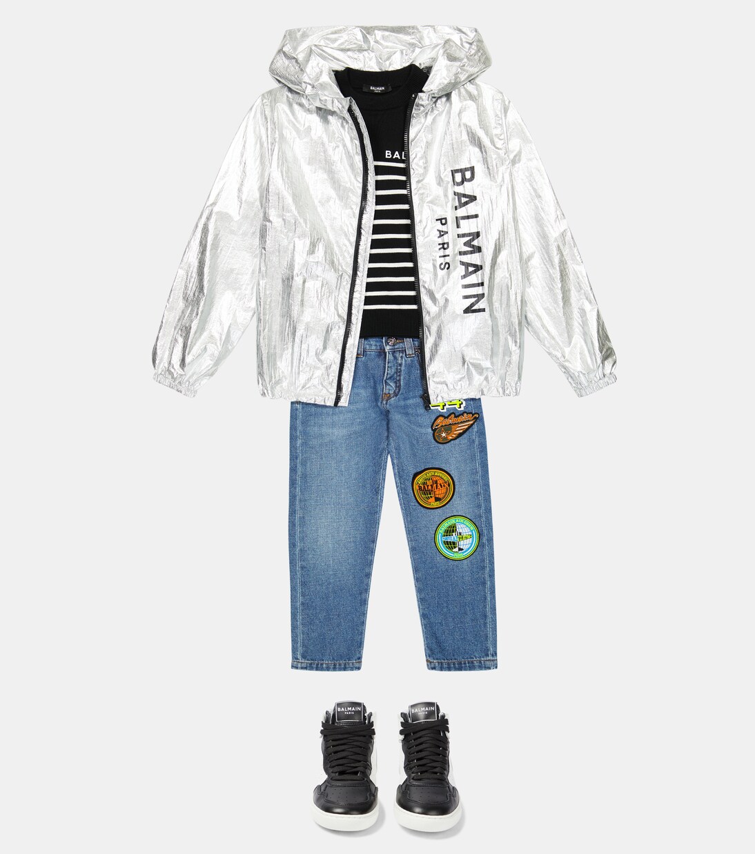 Logo metallic technical jacket | Balmain Kids