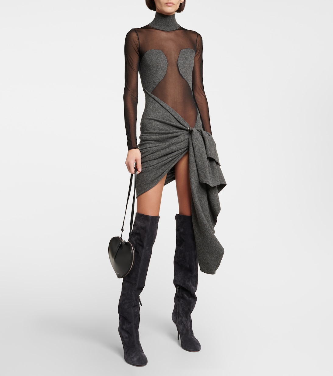 Mesh and wool draped minidress | Alaïa
