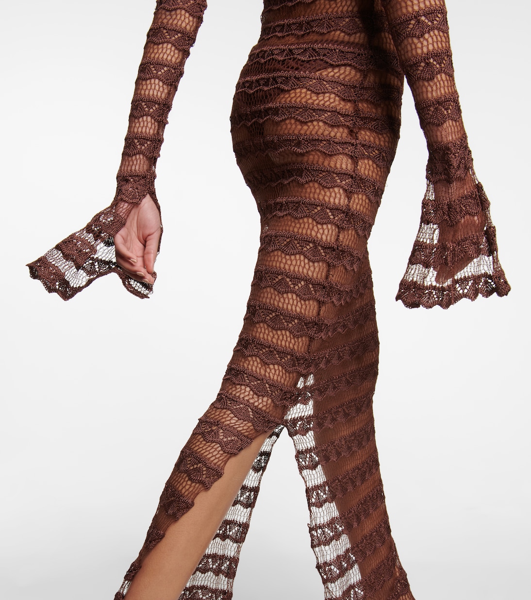 Abito lungo in pizzo semitrasparente | Aya Muse
