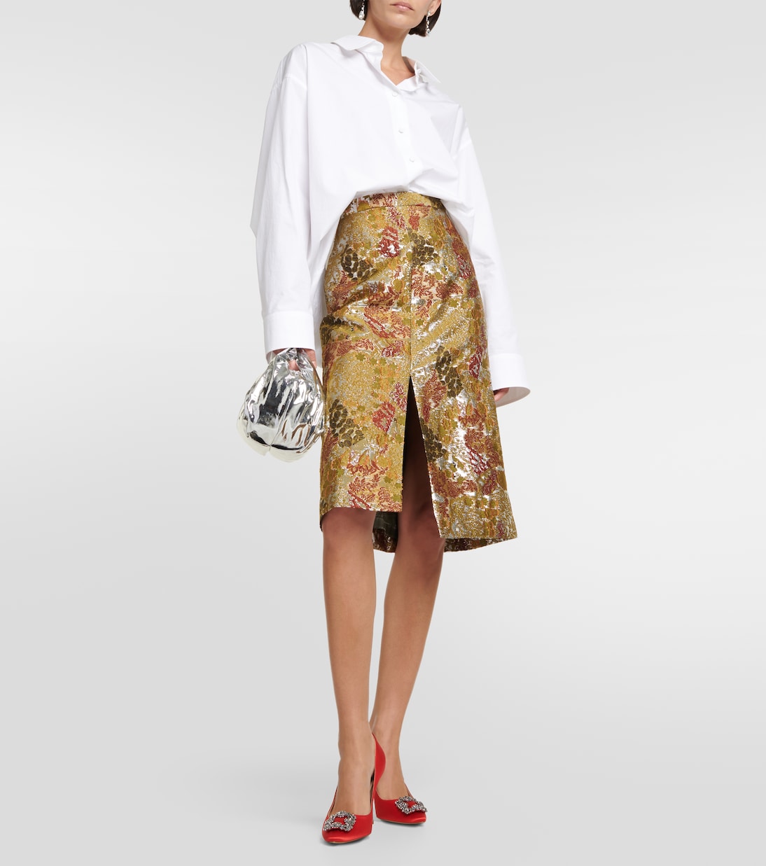 Pumps Hangisi 90 in raso con cristalli | Manolo Blahnik