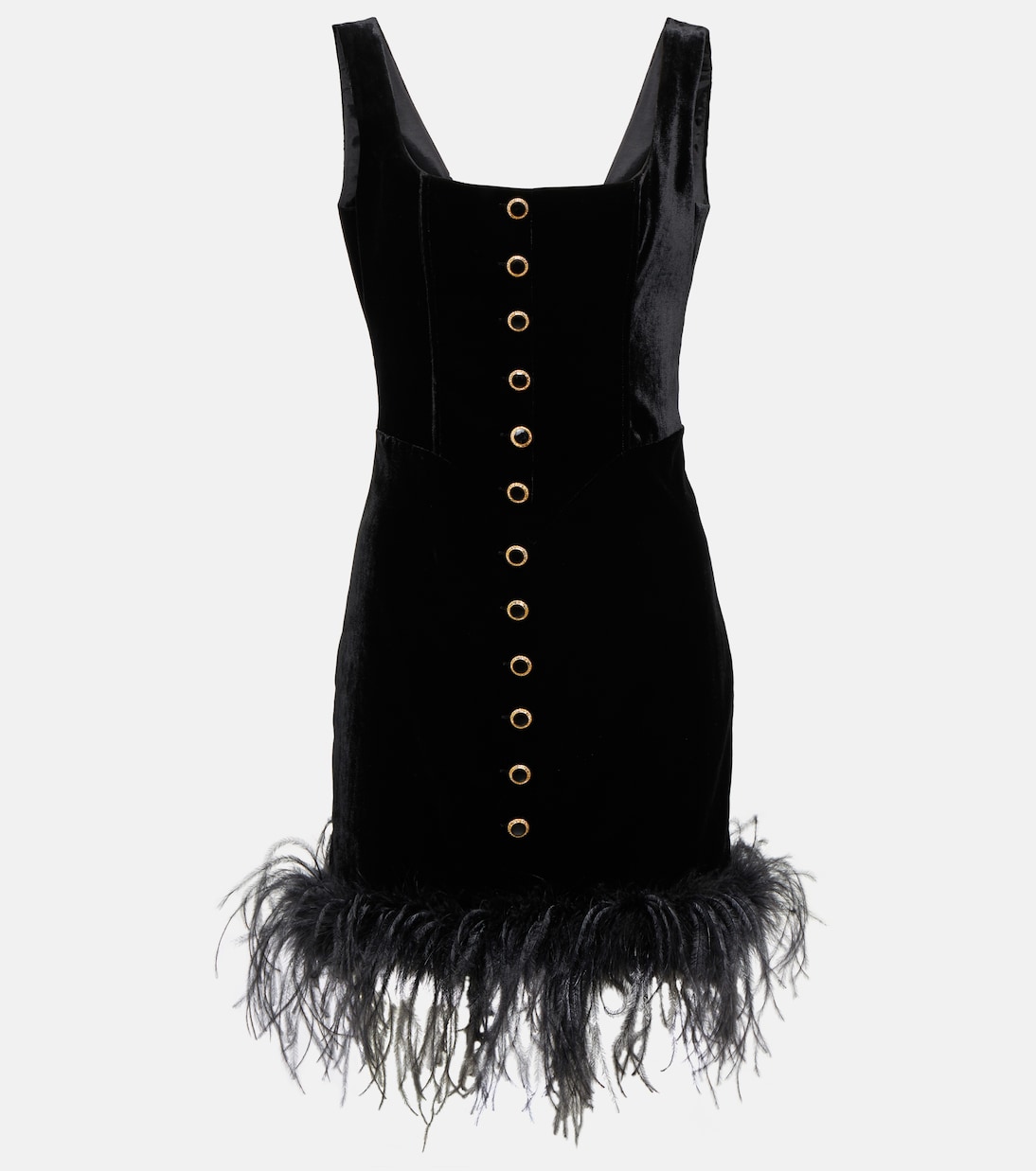 Feather-trimmed velvet minidress | Alessandra Rich