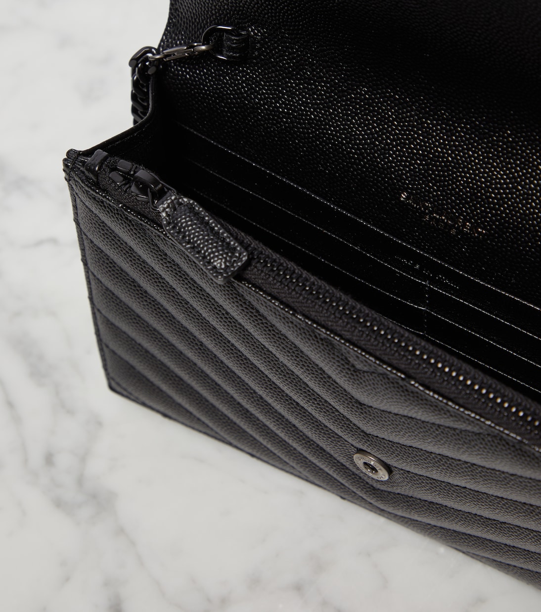 Cassandre matelassé envelope leather wallet on chain | Saint Laurent