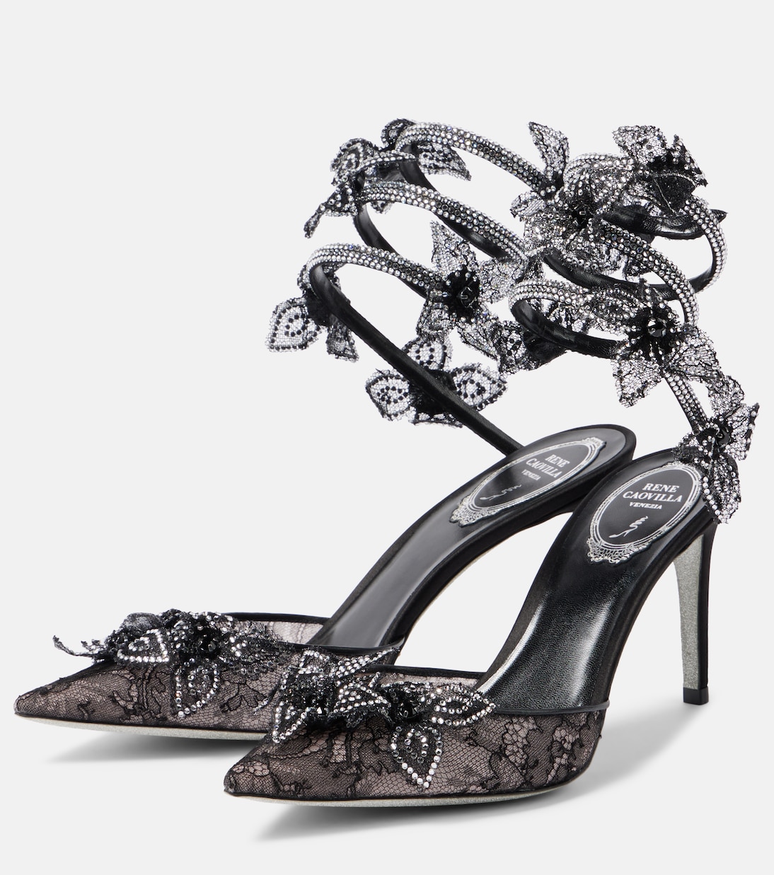 Pumps Floriane 80 in pizzo e pelle | Rene Caovilla