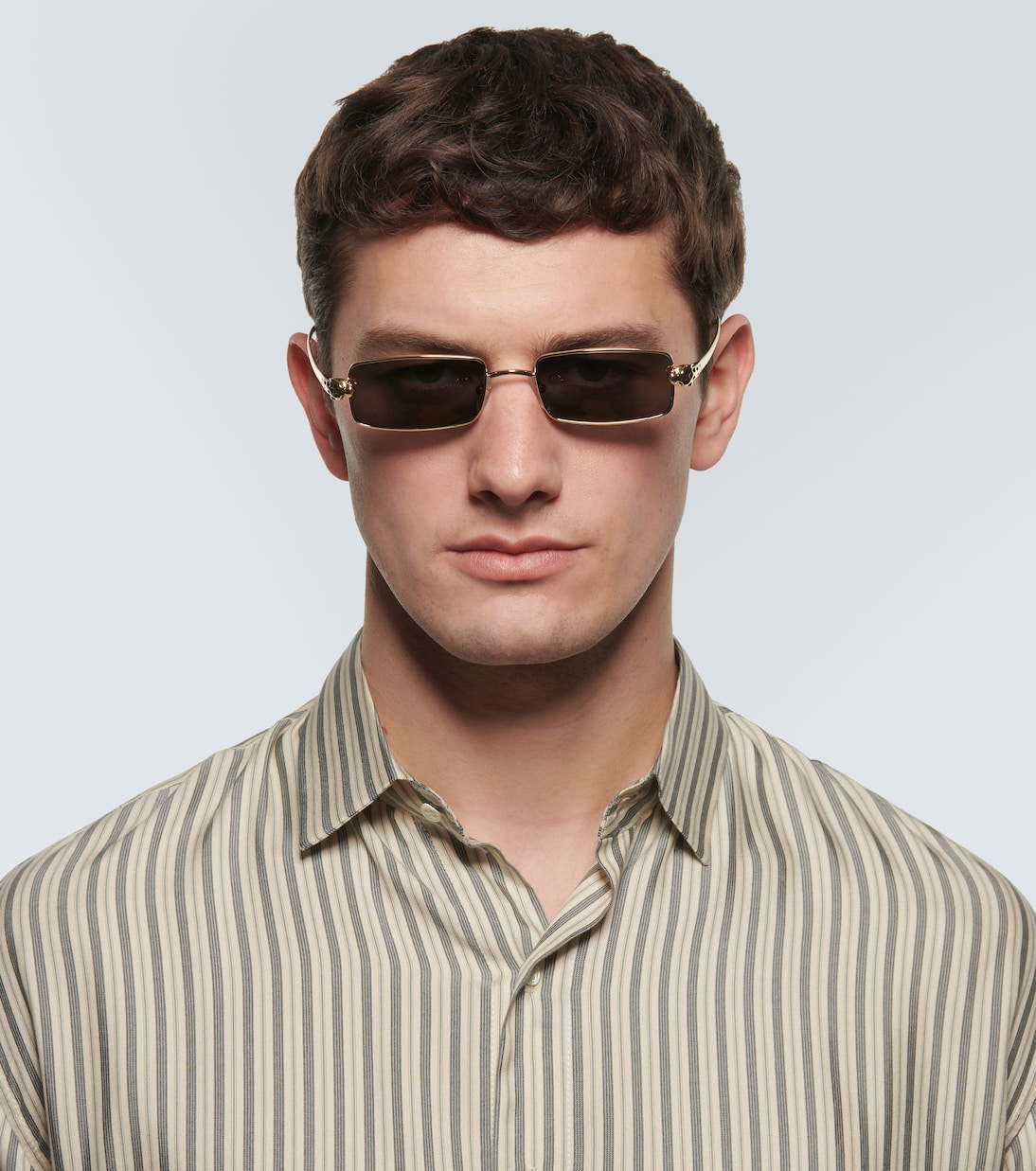 Embellished rectangular sunglasses in gold Cartier Eyewear Collection Mytheresa