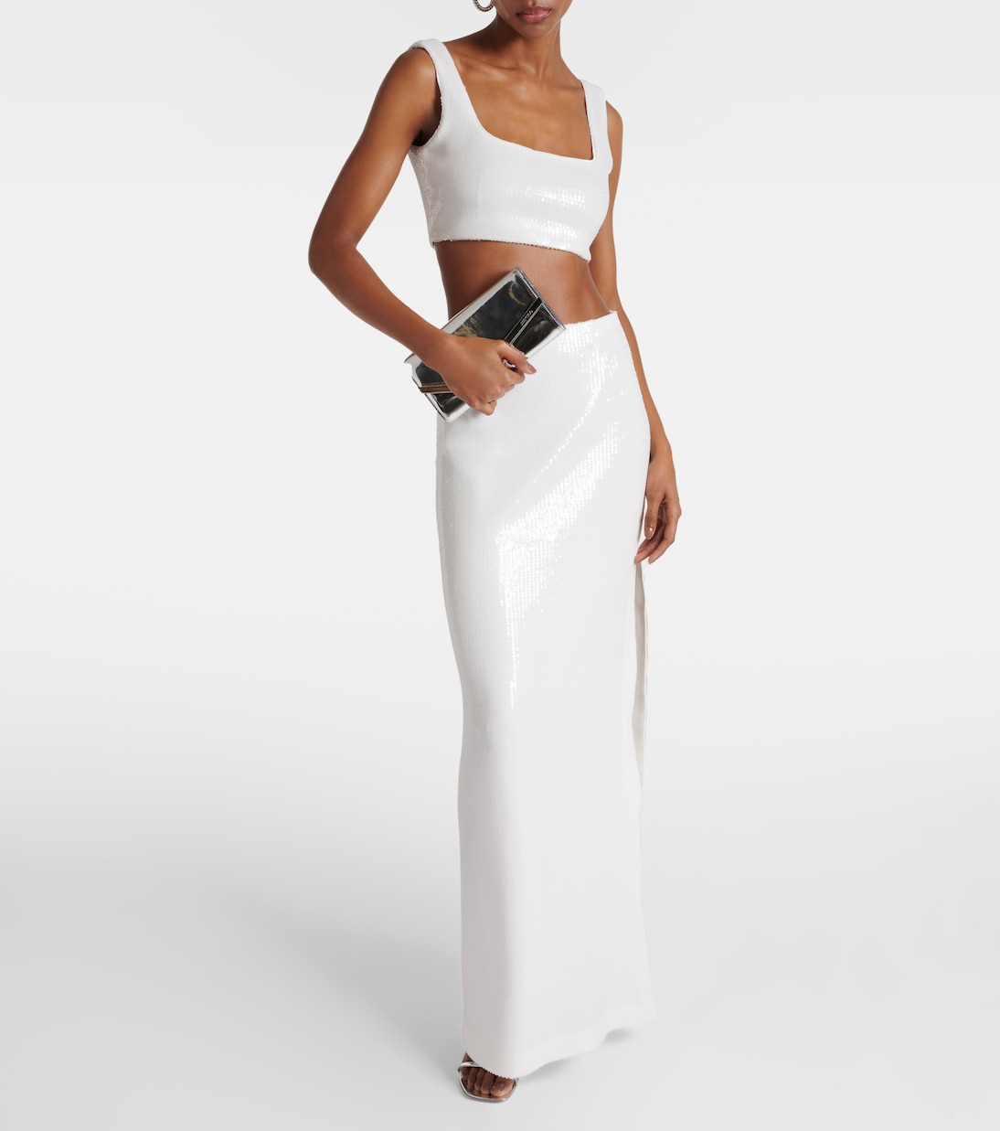 Bridal Beating Heart sequined crop top | Galvan