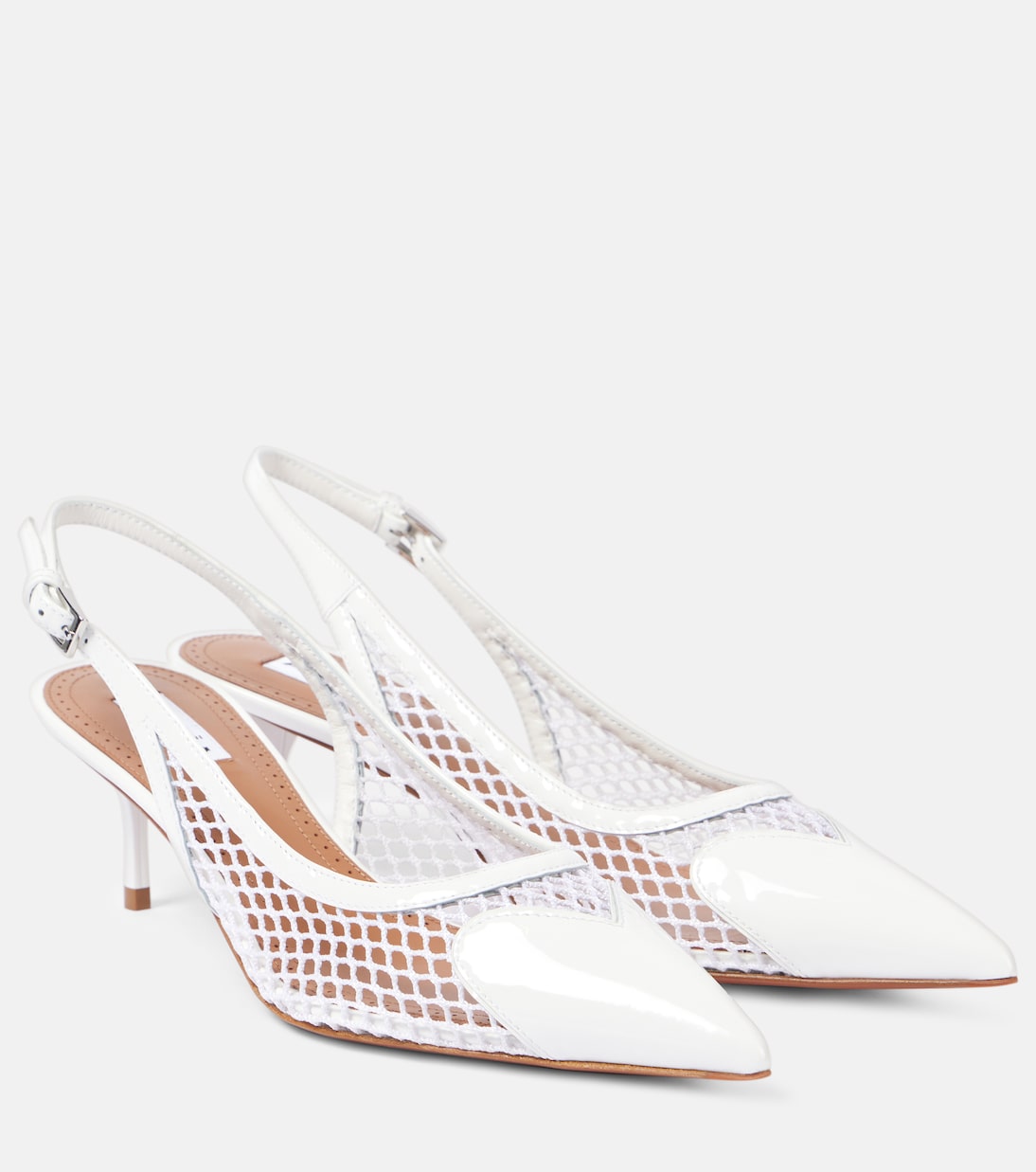 Escarpins Le Cœur en cuir verni et résille | Alaïa
