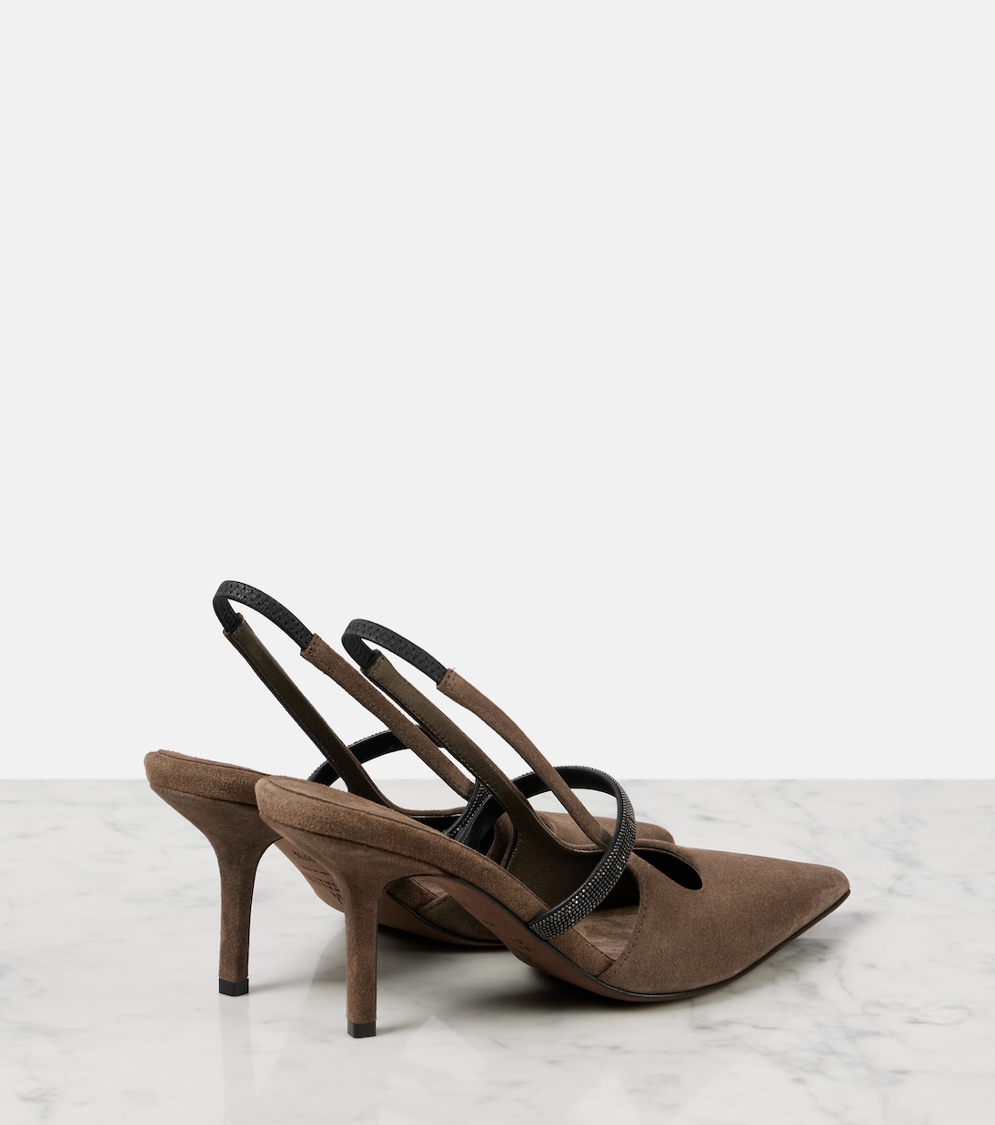 Escarpins slingback Monili en daim | Brunello Cucinelli