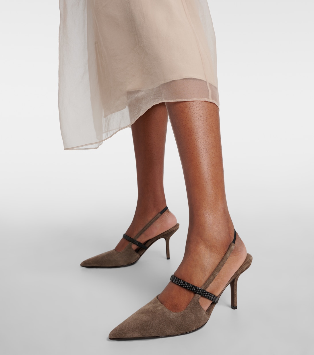 Escarpins slingback Monili en daim | Brunello Cucinelli