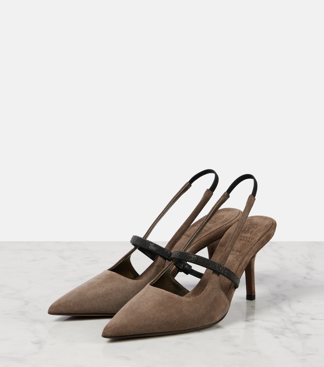Escarpins slingback Monili en daim | Brunello Cucinelli
