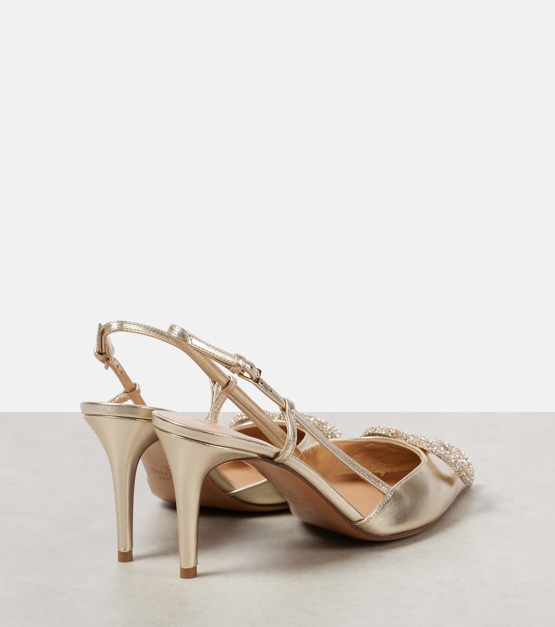 Pumps slingback VLogo Signature in pelle metallizzata | Valentino Garavani