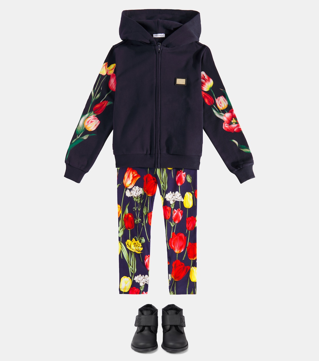 Legging en coton mélangé à fleurs | Dolce&Gabbana Kids
