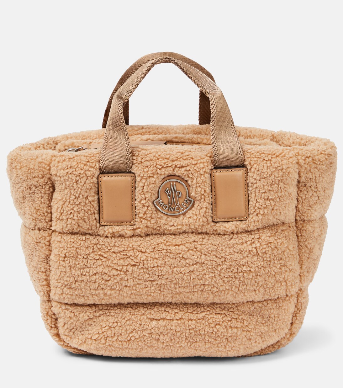 Caradoc Mini leather trimmed tote bag in beige Moncler Mytheresa