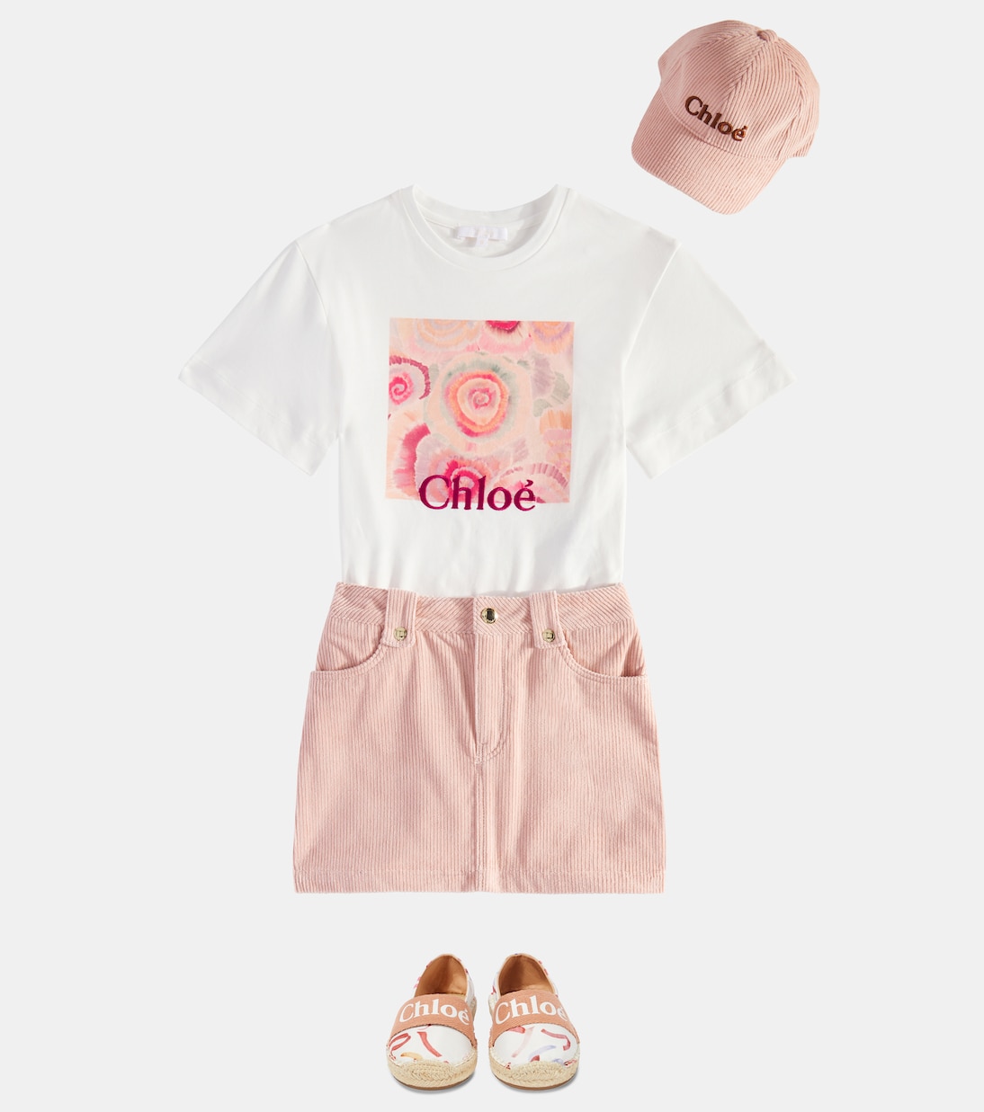 로고 코튼 코듀로이 베이스볼 캡 | Chloé Kids