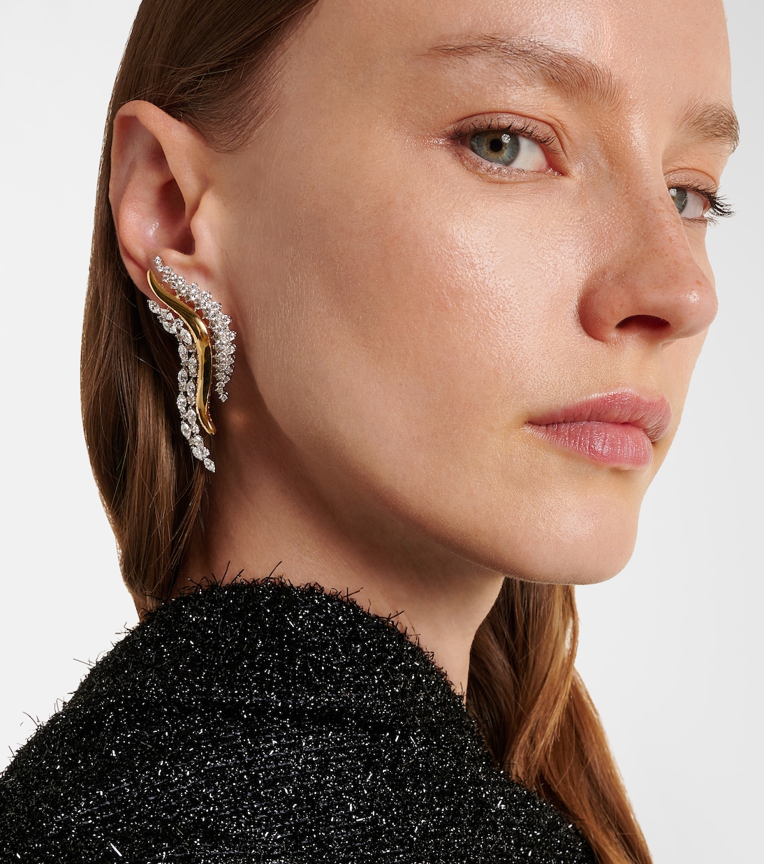 Boucles d'oreilles Golden Strada en or jaune et blanc 18 ct et diamants | Yeprem