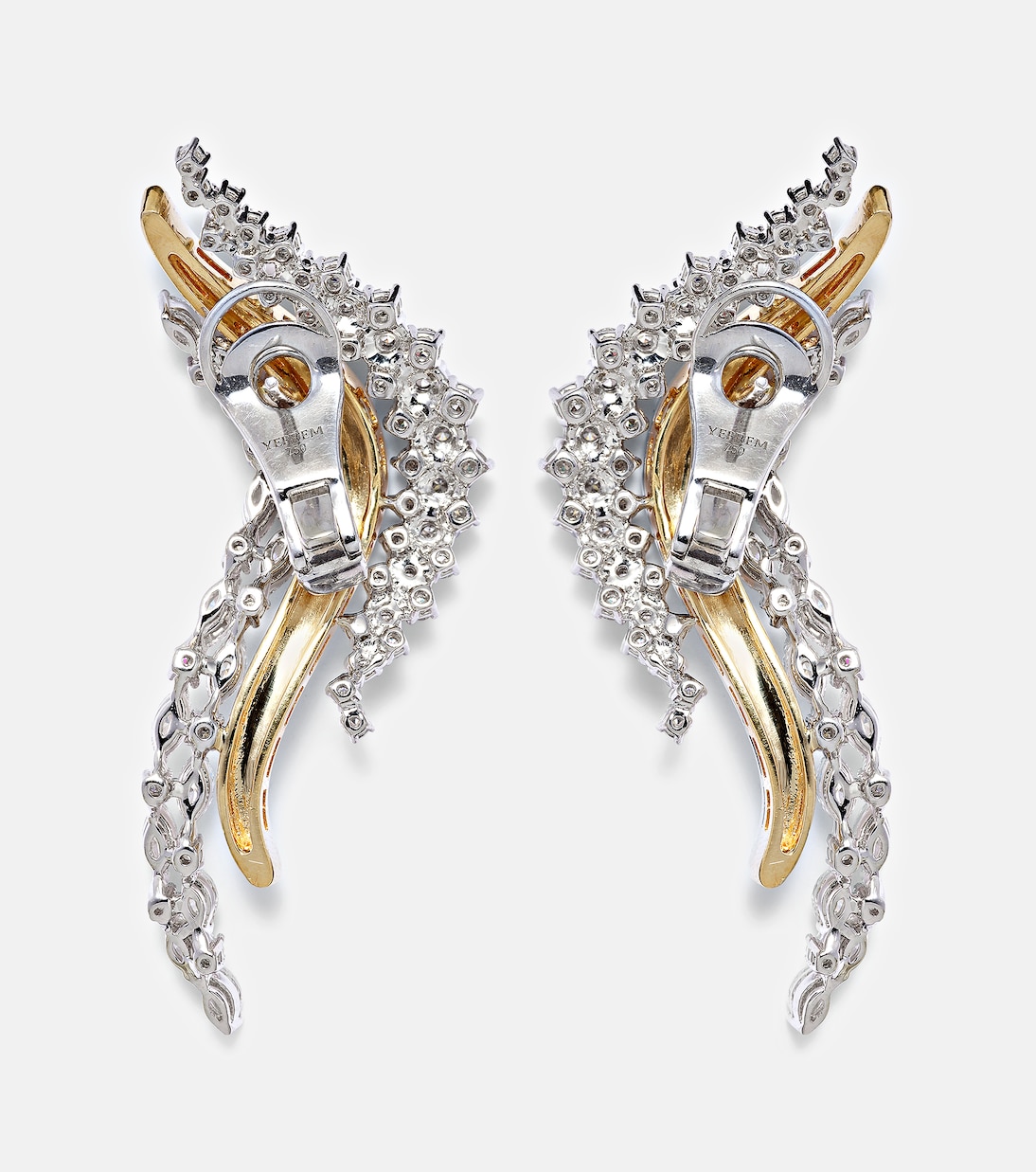 Boucles d'oreilles Golden Strada en or jaune et blanc 18 ct et diamants | Yeprem