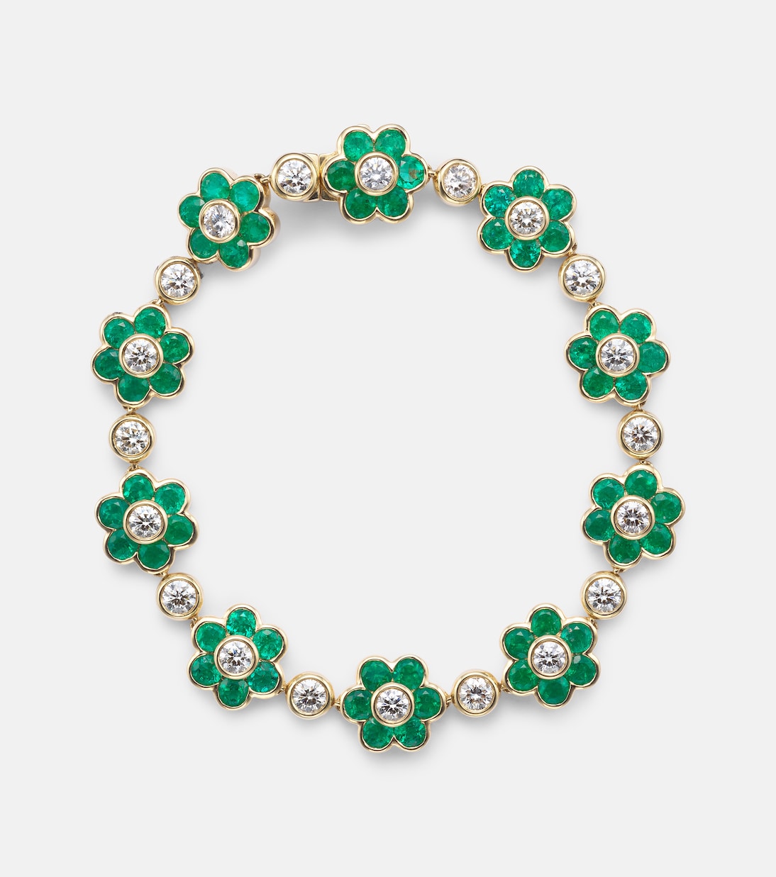 Bracciale Flora in oro 18kt con smeraldi e diamanti | Anita Ko