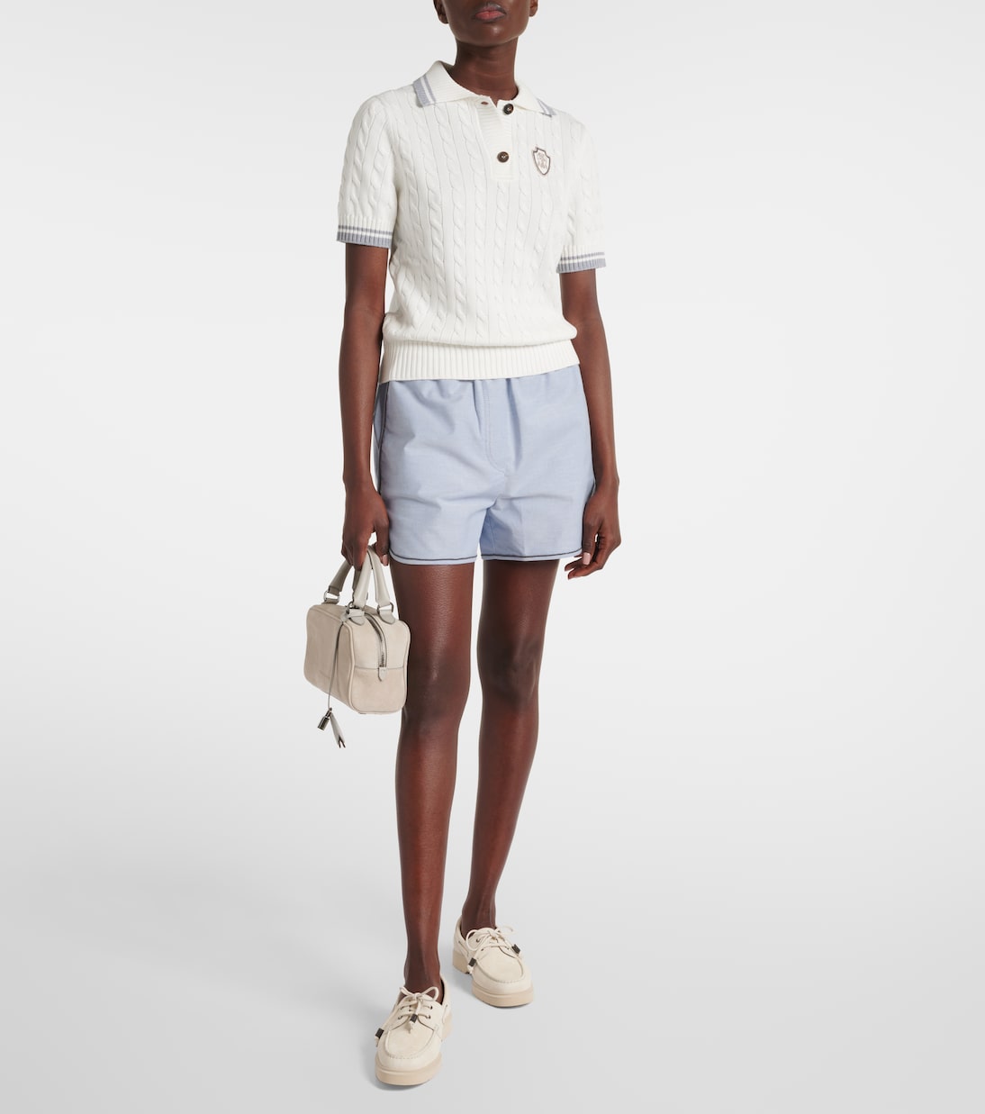 Pullover in cotone a trecce con logo | Brunello Cucinelli