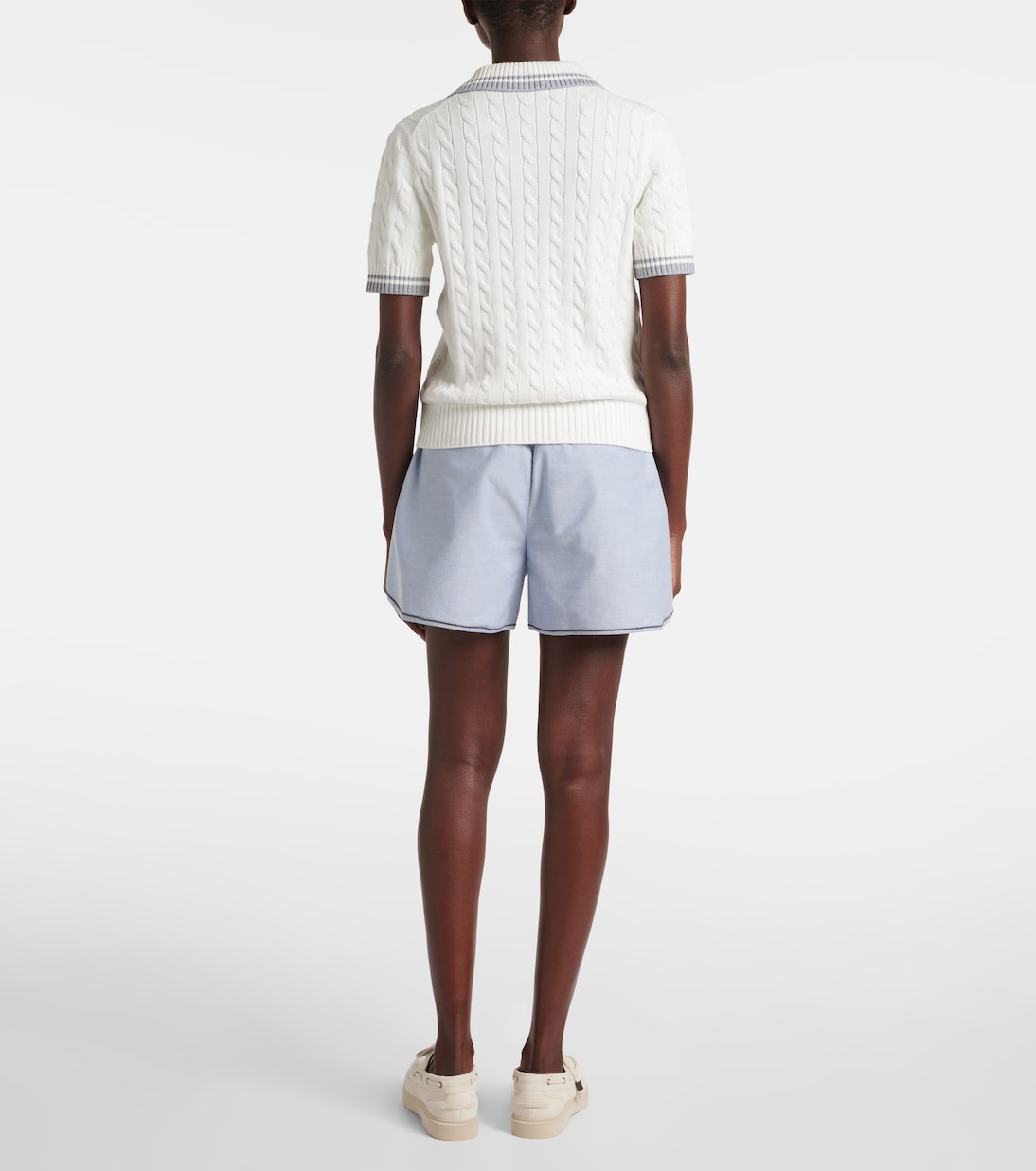 Pullover in cotone a trecce con logo | Brunello Cucinelli