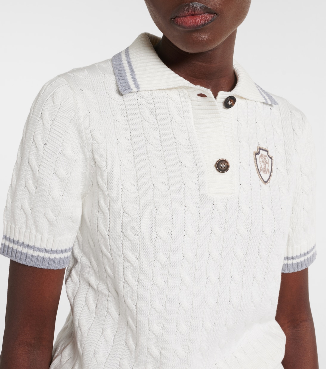 Pullover in cotone a trecce con logo | Brunello Cucinelli