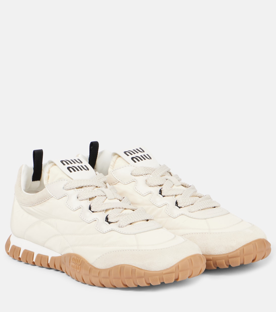 Tyre suede-trimmed sneakers | Miu Miu