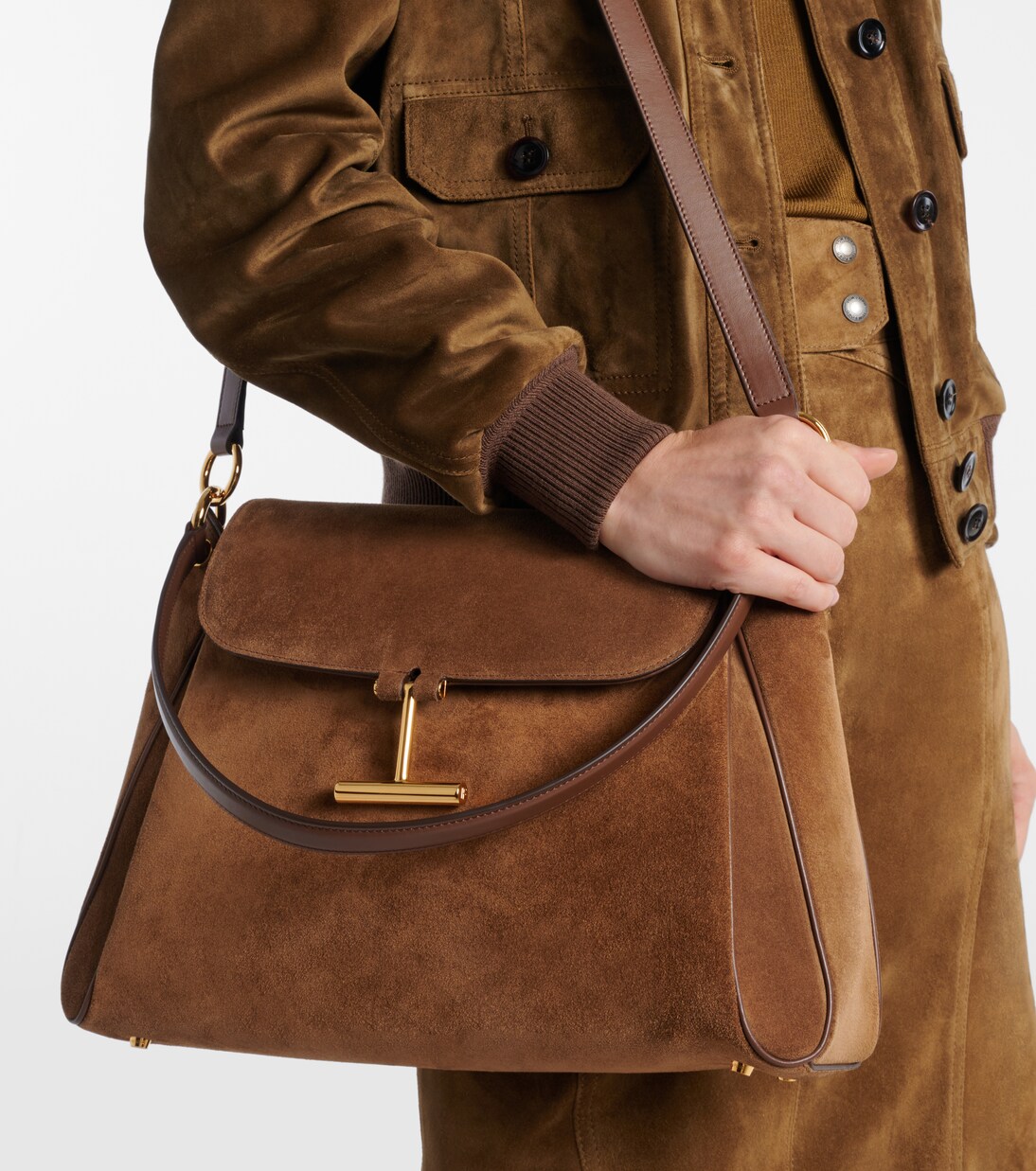 Schultertasche Tara Medium aus Veloursleder | Tom Ford