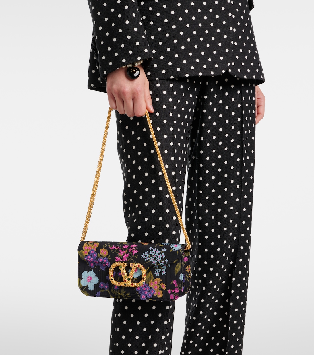 Verzierte Clutch Locò Small aus Moiré | Valentino Garavani