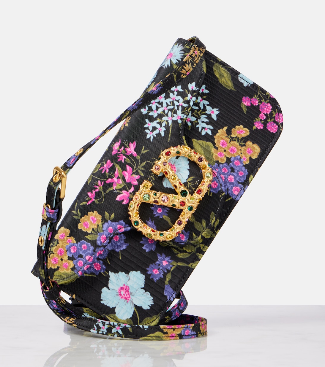 Verzierte Clutch Locò Small aus Moiré | Valentino Garavani