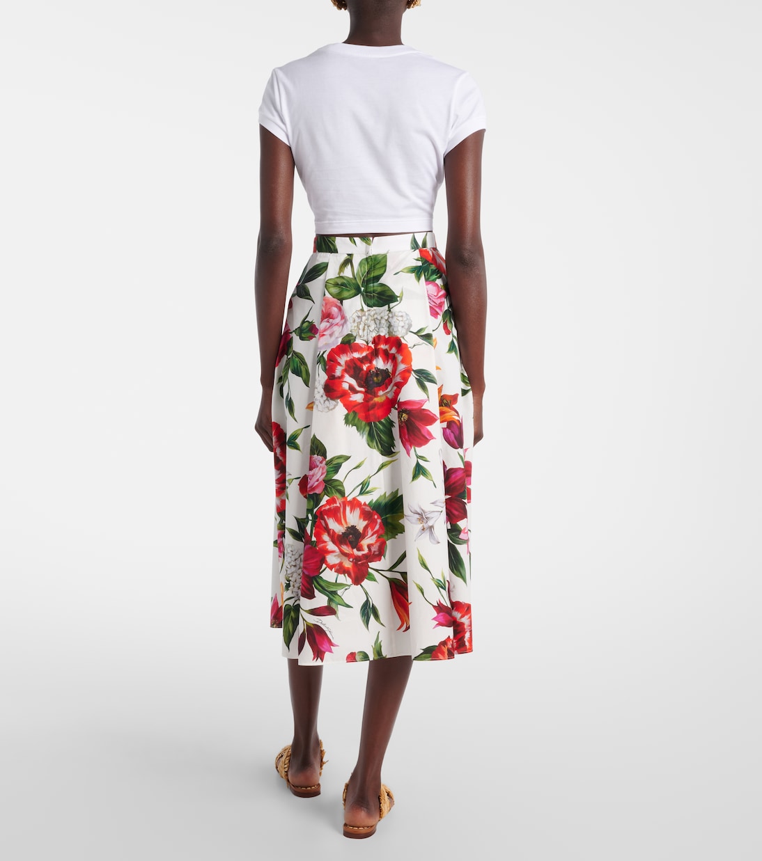 Floral cotton poplin midi skirt | Dolce&Gabbana