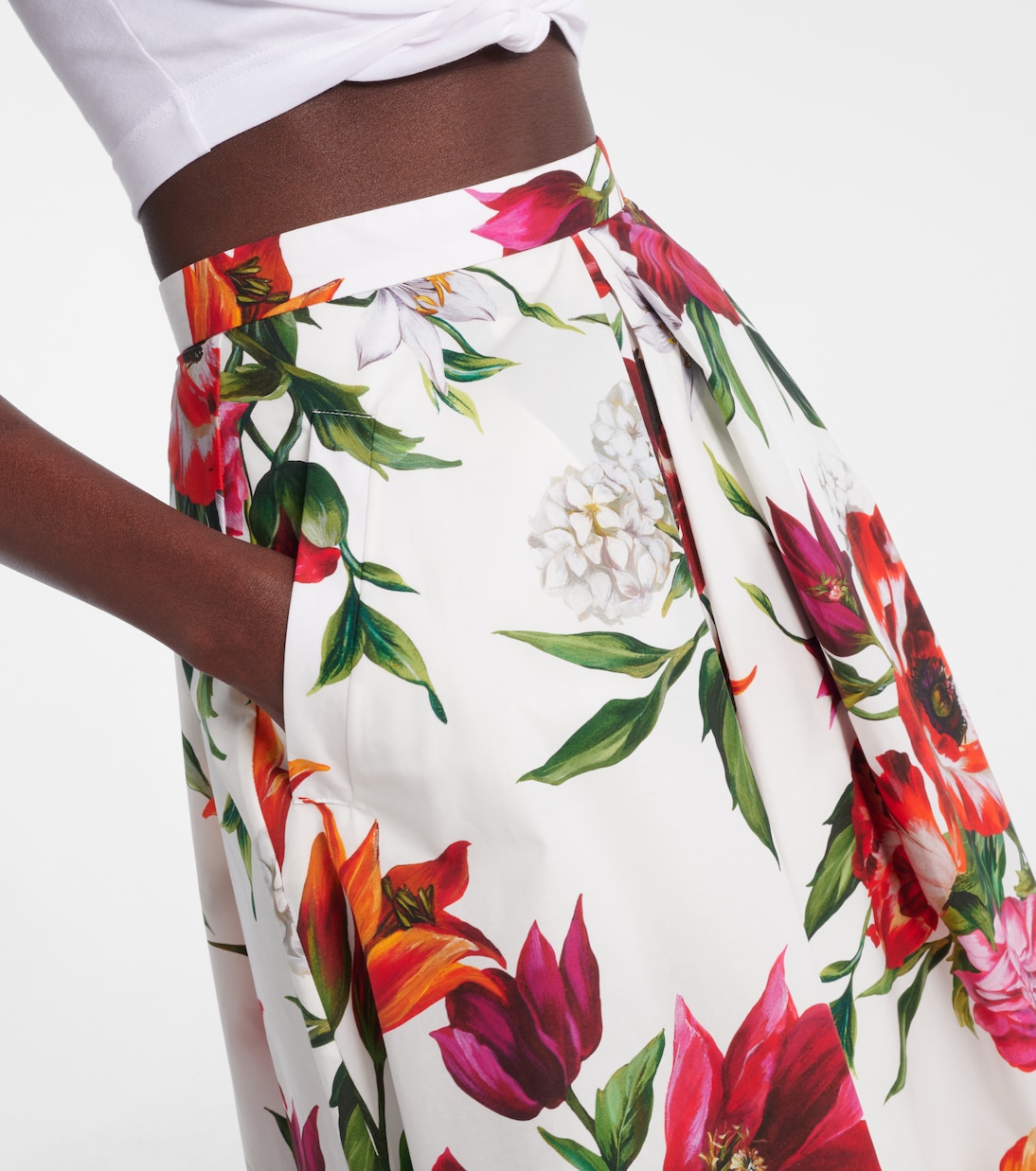 Floral cotton poplin midi skirt | Dolce&Gabbana