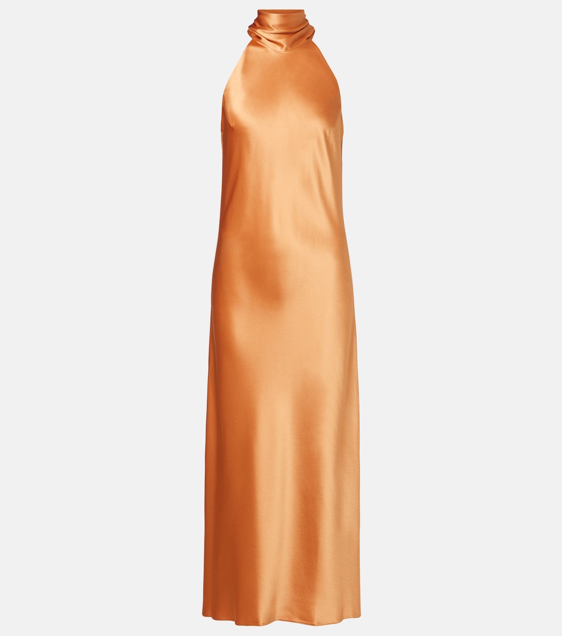 Sienna halterneck satin midi dress | Galvan