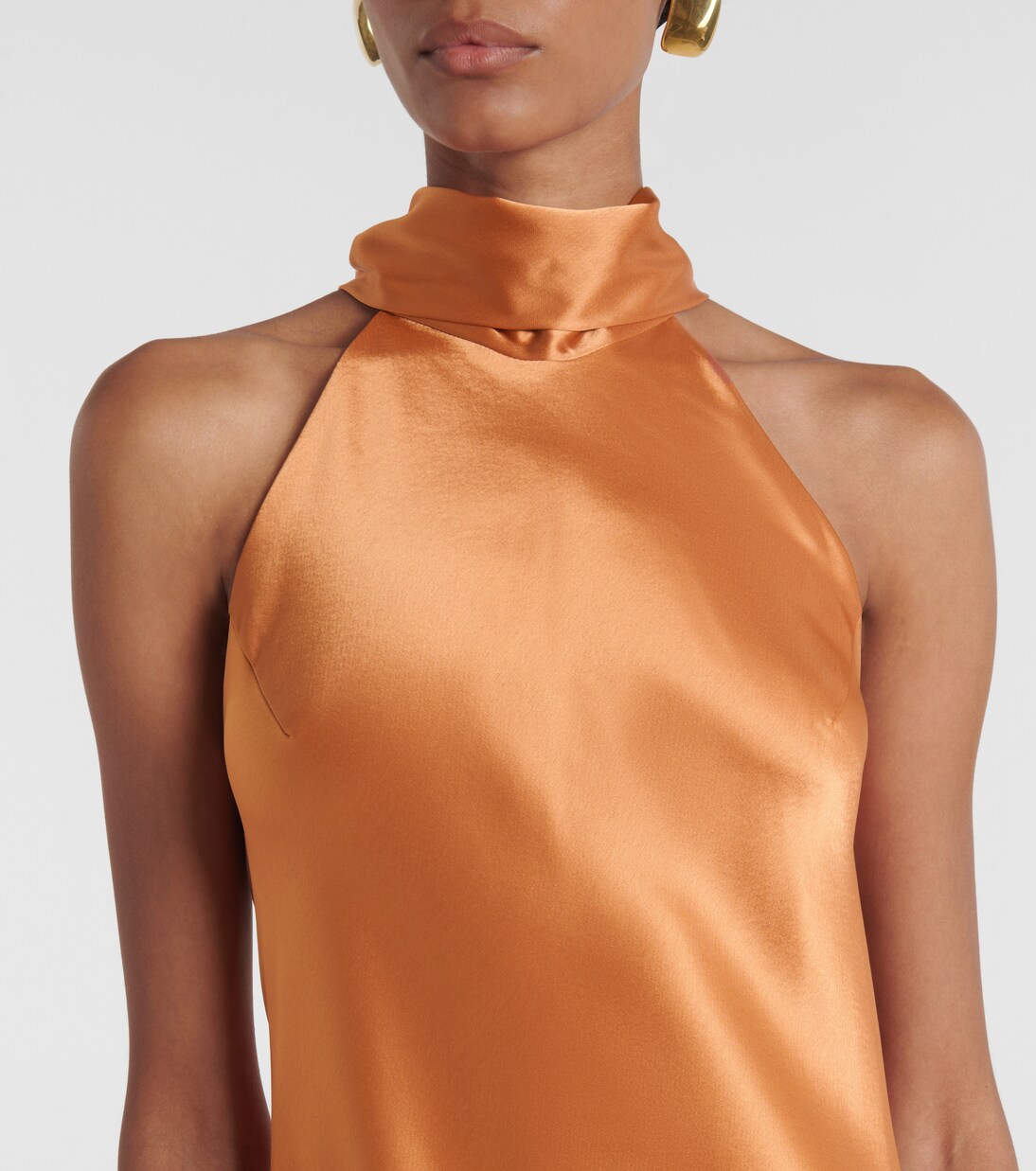 Sienna halterneck satin midi dress | Galvan