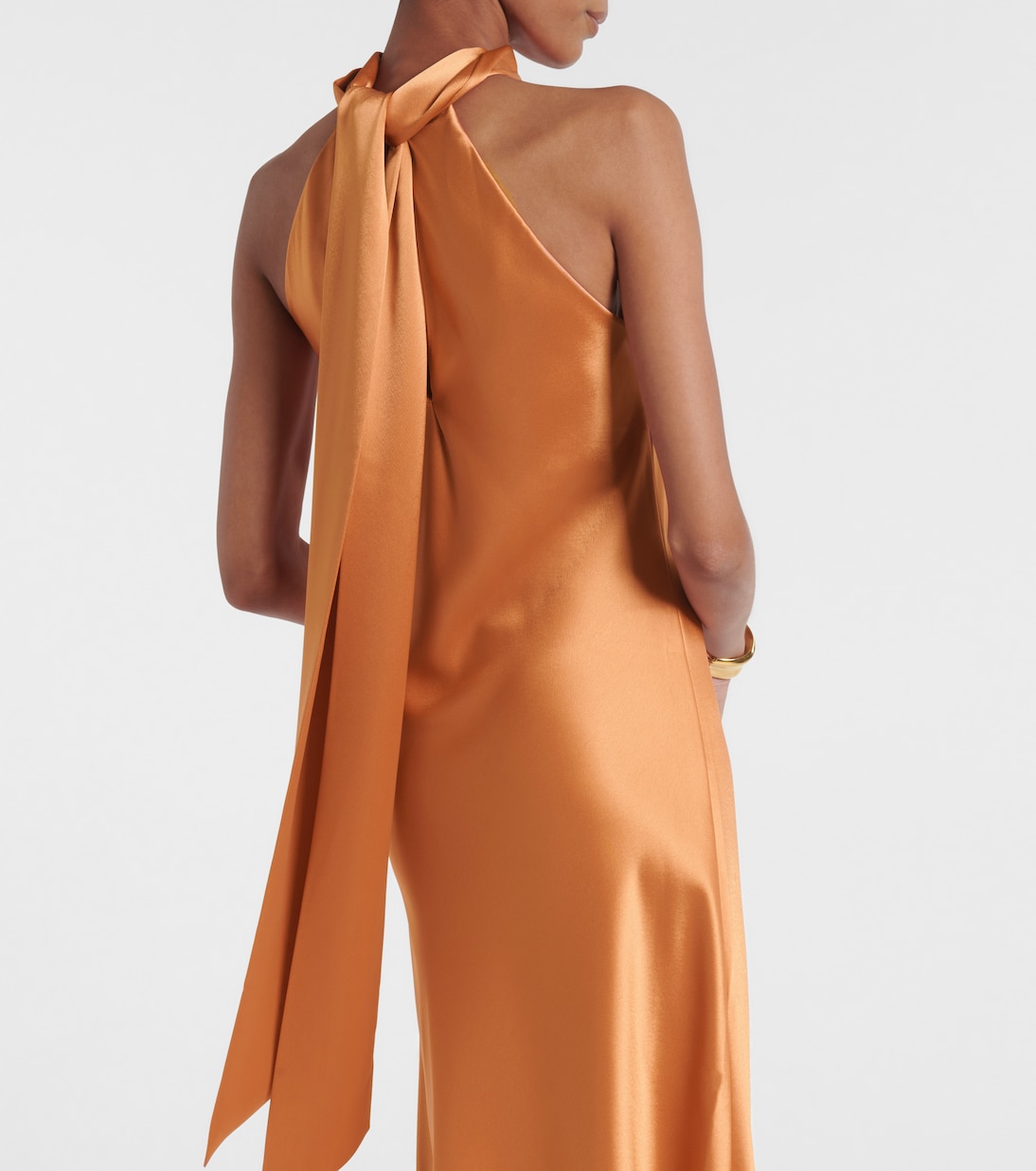 Sienna halterneck satin midi dress | Galvan