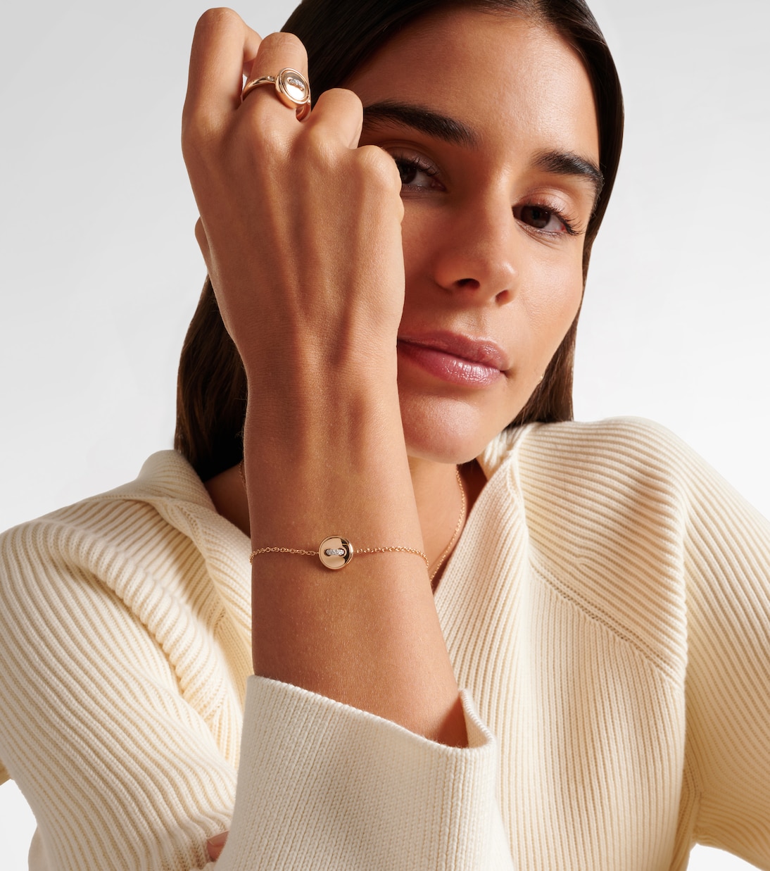 Bracciale Pom Pom Dot in oro rosa 18kt con turchese e diamanti | Pomellato
