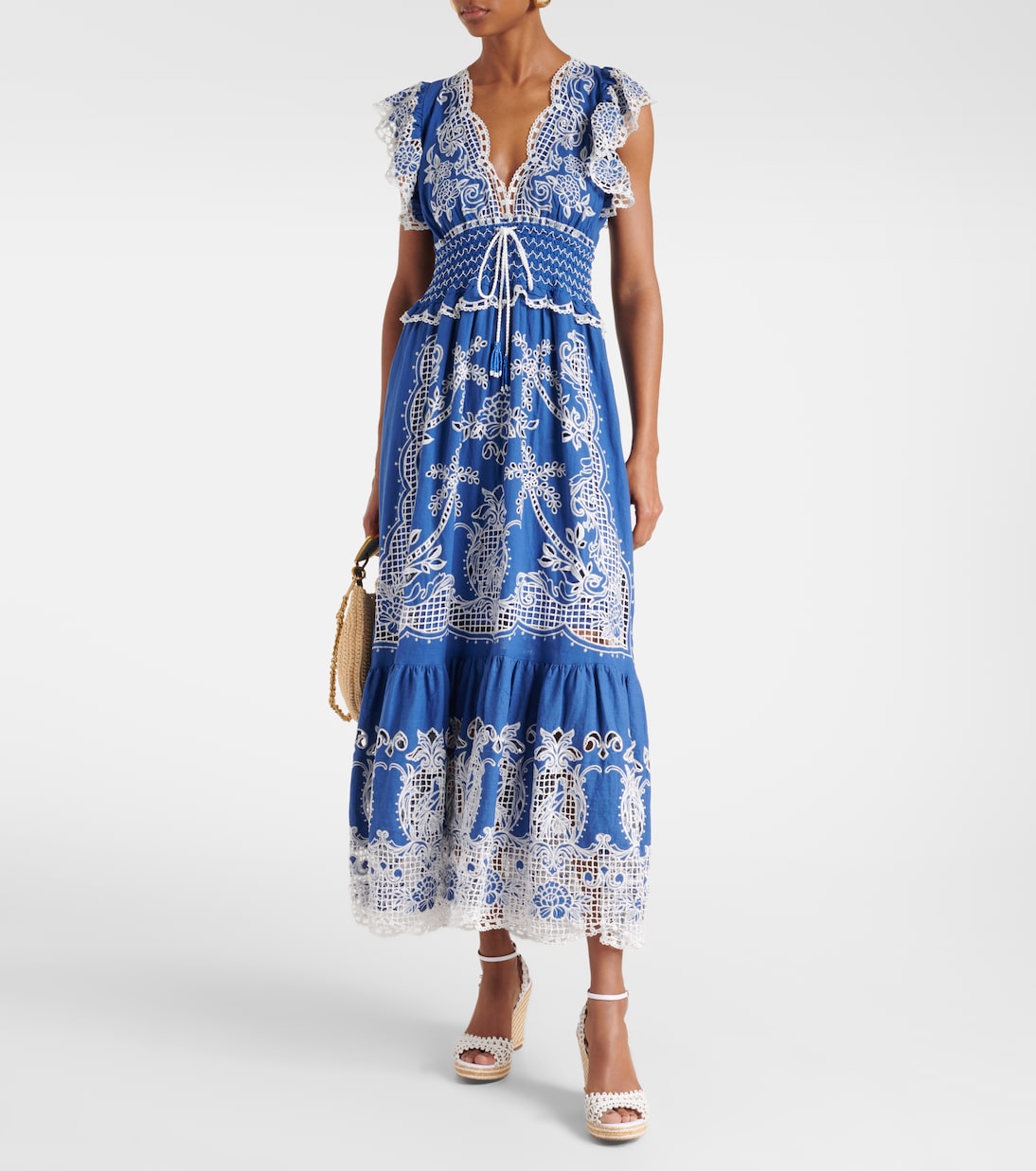 Besticktes Maxikleid aus einem Leinengemisch | Farm Rio