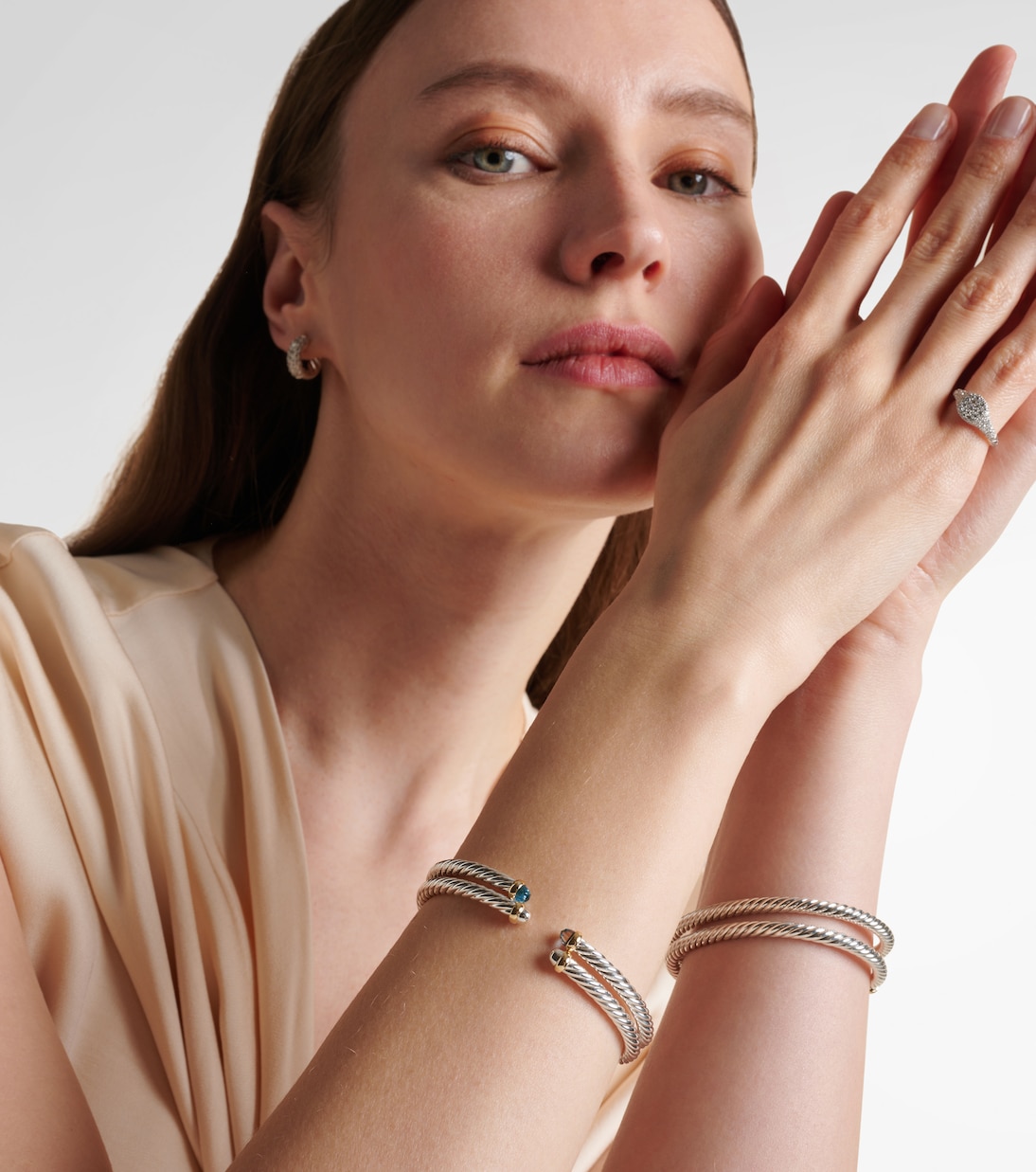 Bracelet Cable Flex en argent sterling et or 14 ct | David Yurman
