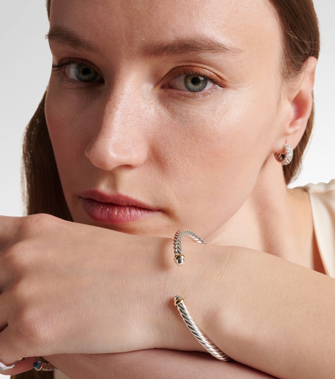 Bracelet Cable Flex en argent sterling et or 14 ct | David Yurman