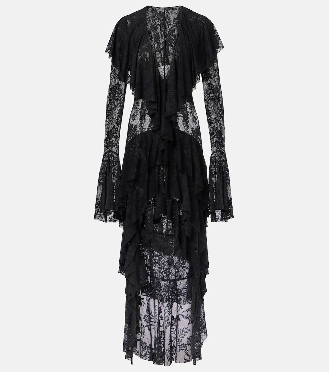 Asymmetric ruffled midi dress | Norma Kamali