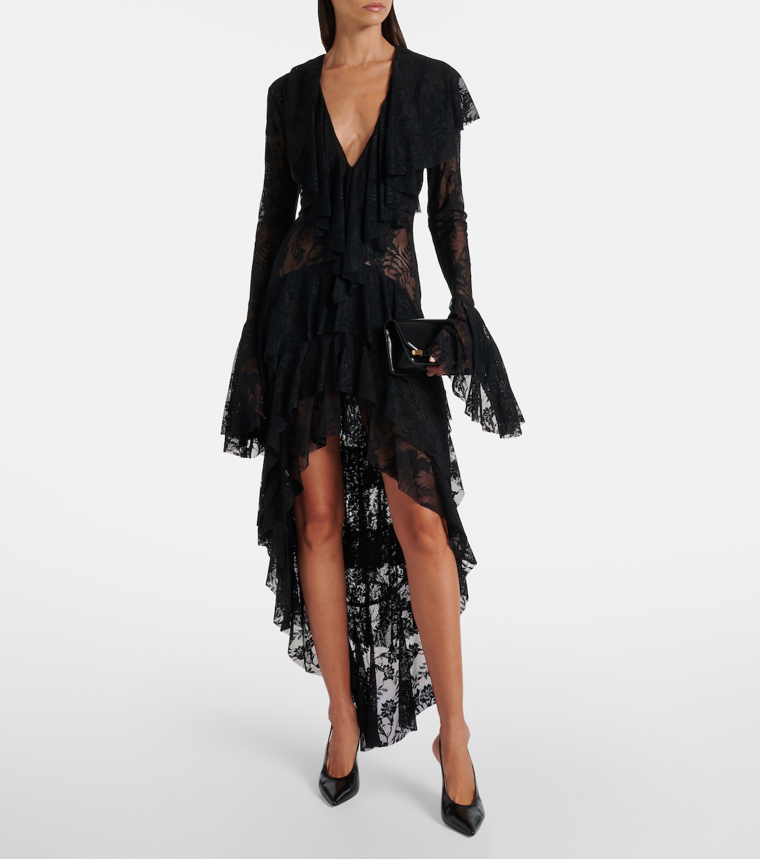 Asymmetric ruffled midi dress | Norma Kamali