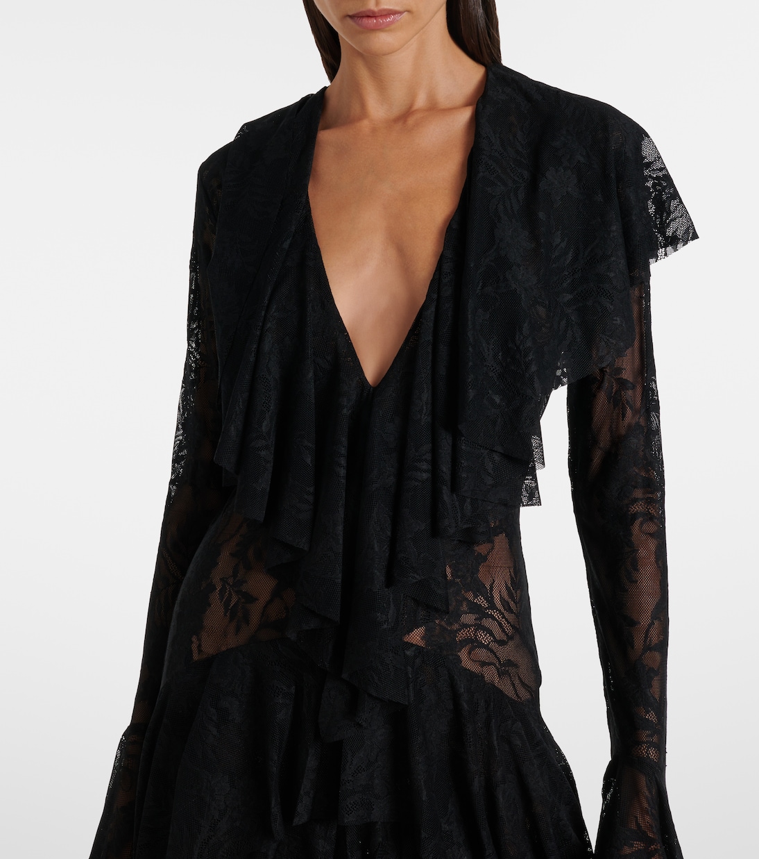 Asymmetric ruffled midi dress | Norma Kamali