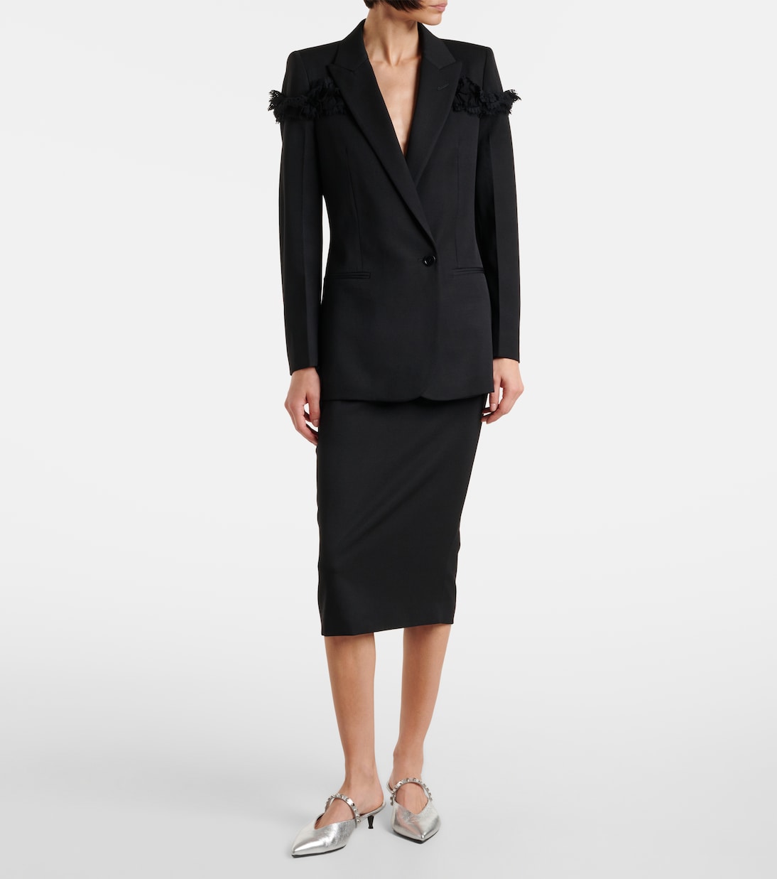 Blazer aus Wolle mit Spitze | McQueen