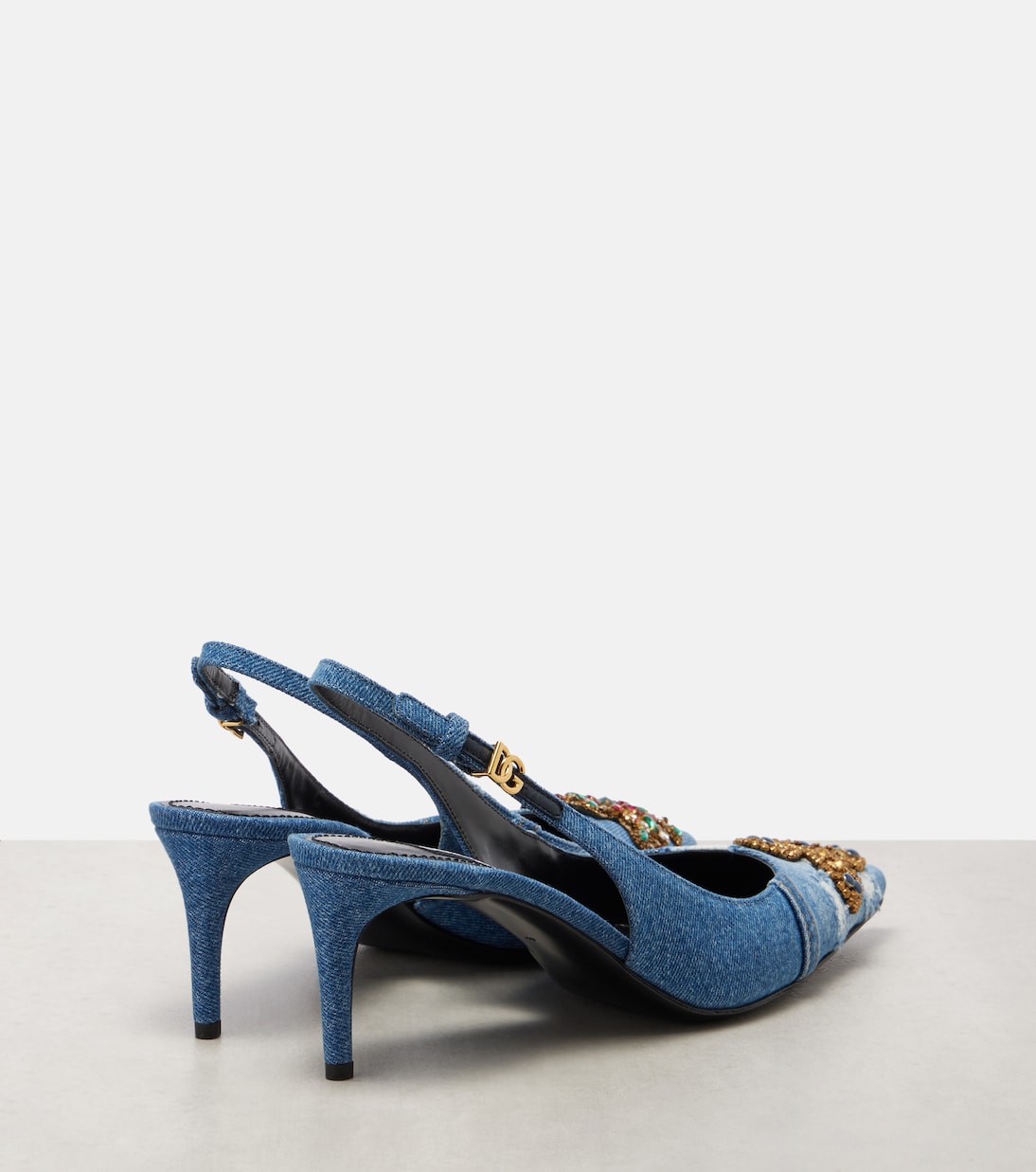 Embellished 60 denim slingback pumps | Dolce&Gabbana