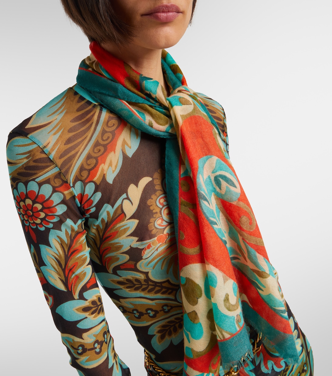 Tosca printed wool and cashmere scarf | Etro