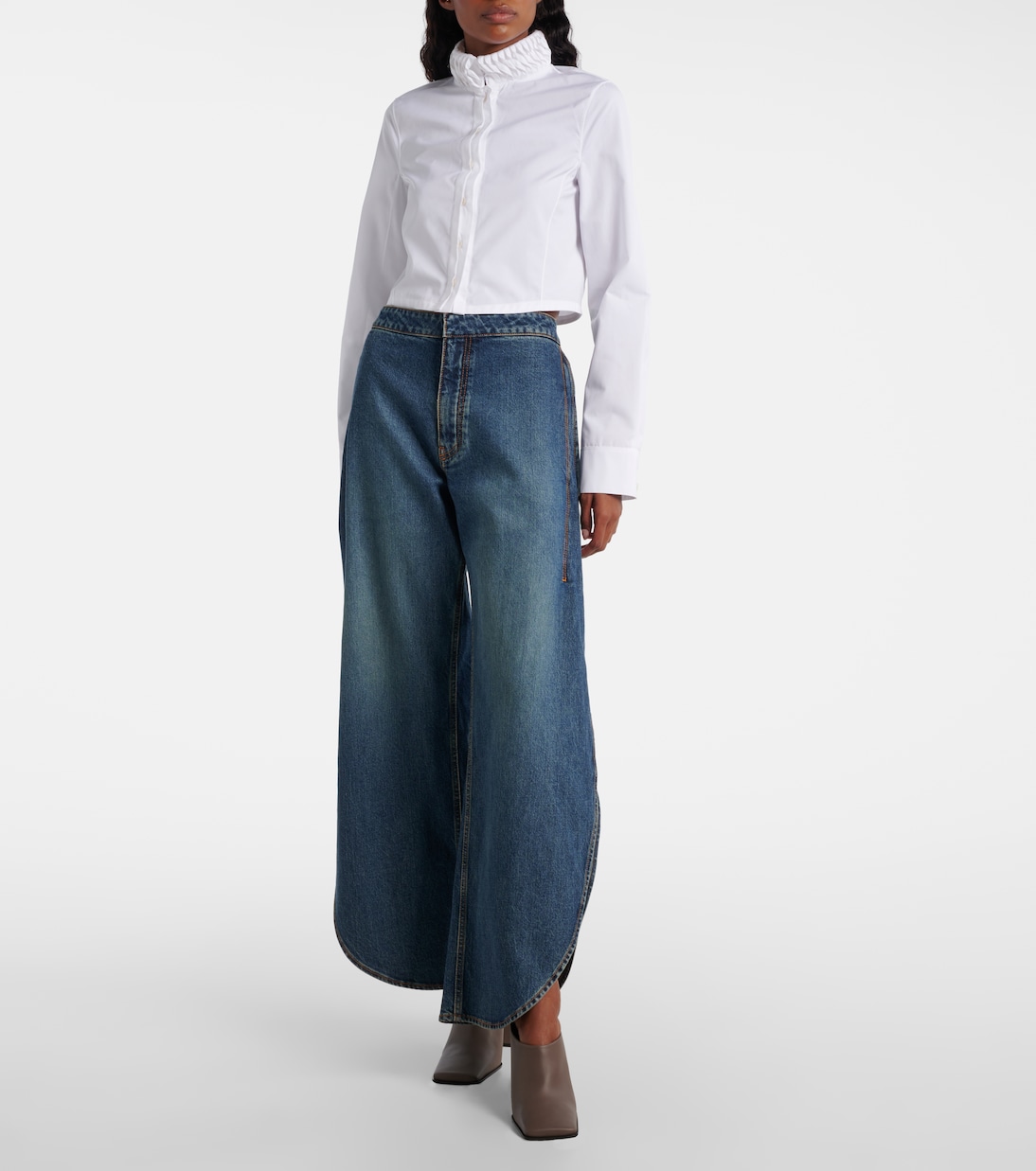 Cropped cotton poplin shirt | Alaïa